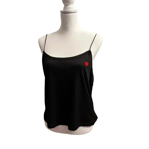 One step up NWT tank top black with heart appliqué 2X - Picture 1 of 5